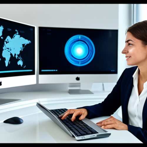 A professional woman in modest, modern business attire, seated comfortably at a sleek, ergonomic desk in a brightly lit, contemporary office. She is gracefully interacting with an advanced digital interface on a large, translucent display, which visualizes intuitive user flows and emotional design elements. Her expression radiates a sense of calm satisfaction and effortless control, highlighting the success of user-centric design. The background subtly blurs, emphasizing the seamless human-technology interaction. fully clothed, appropriate attire, safe for work, perfect anatomy, correct proportions, natural pose, well-formed hands, proper finger count, natural body proportions, professional photography, high quality, family-friendly.
