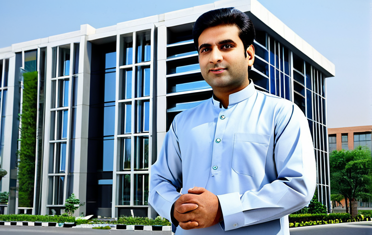 제품디자인 자격증 실무 경험 활용법 - **Prompt:** A Pakistani architect in a professional setting, wearing a shalwar kameez, standing in f...