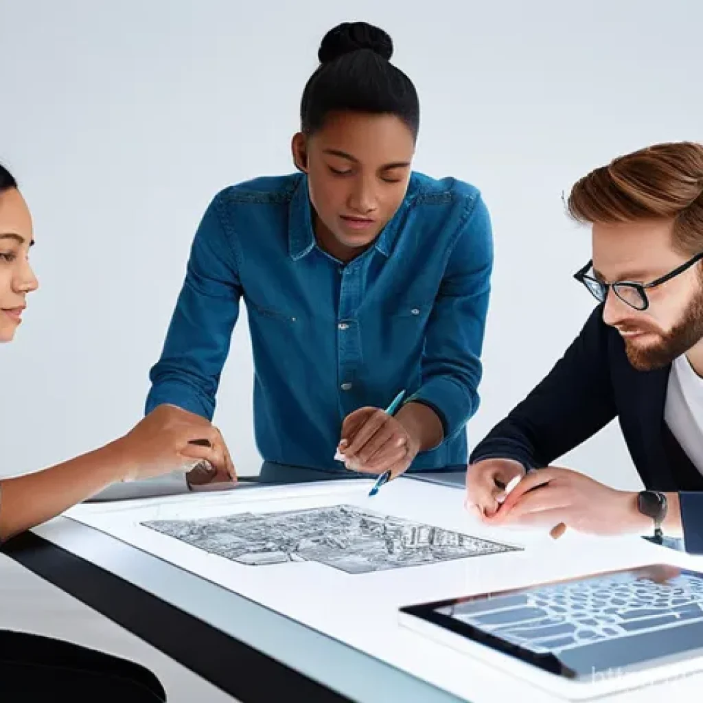 제품디자인 자격증 준비를 위한 팀 스터디 - **Prompt:** A diverse group of five product designers, men and women of various ethnicities and ages...