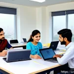 Home 16 제품디자인 자격증 관련 학원 리뷰 - A modern product design classroom scene in Pakistan, featuring diverse young adult students engaged ...