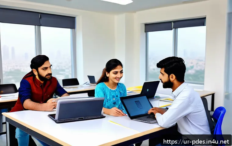 제품디자인 자격증 관련 학원 리뷰 - A modern product design classroom scene in Pakistan, featuring diverse young adult students engaged ...